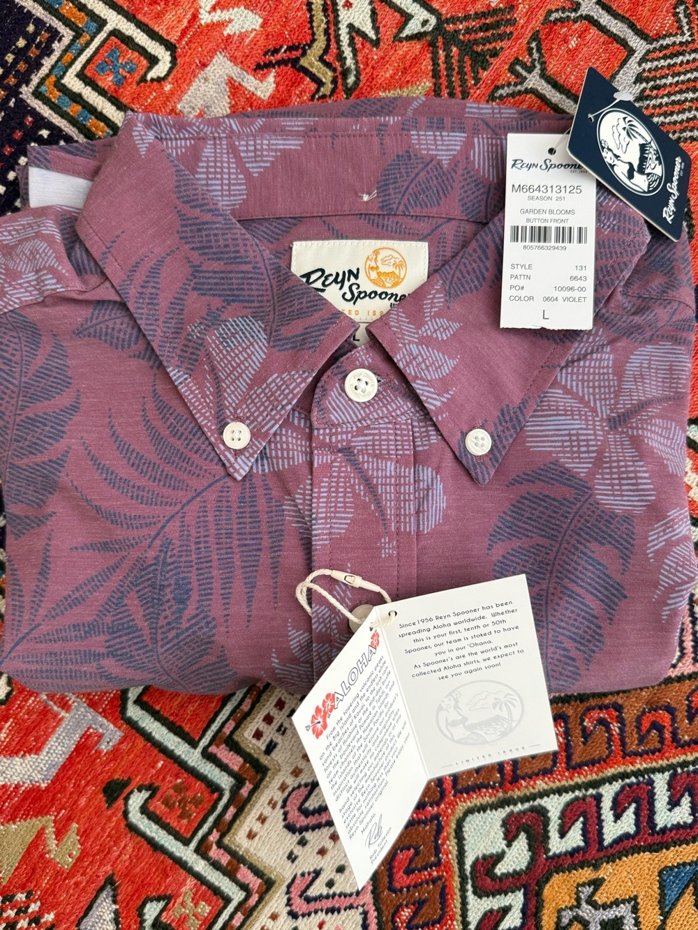 NWT Reyn Spooner Aloha Hawaiian Shirt Garden Blooms L
